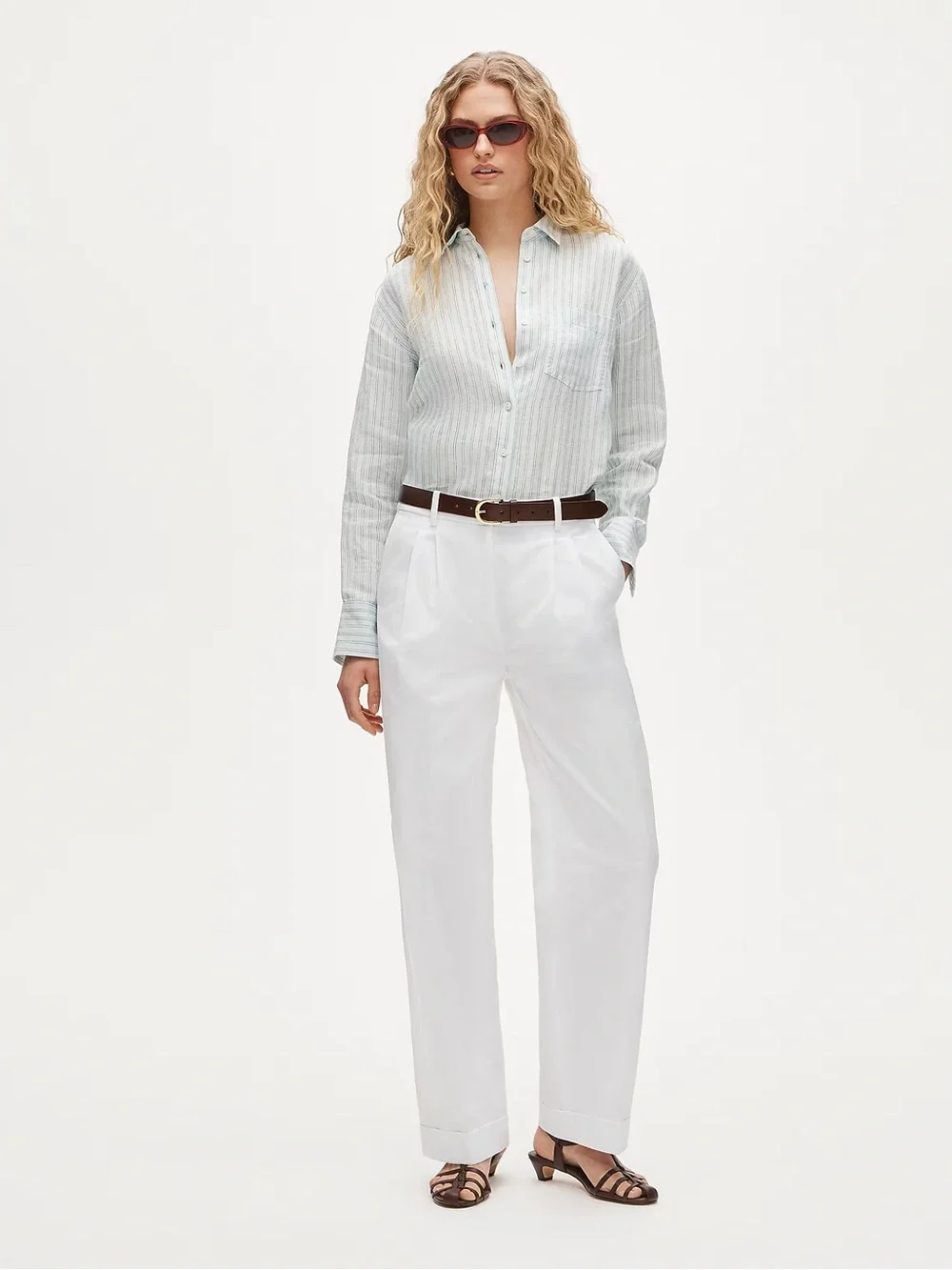 J Crew Garçon classic button-up shirt in striped linen